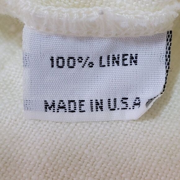 BRYN WALKER Ivory Linen Button-Back Cardigan Size M Lagenlook Boxy Off White - Picture 12 of 13